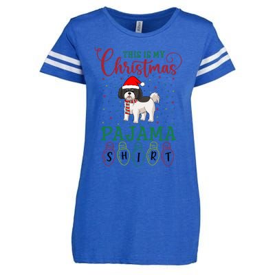 Shih Tzu Dog Xmas Light Funny This Is My Christmas Pajama Meaningful Gift Enza Ladies Jersey Football T-Shirt