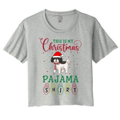 Shih Tzu Dog Xmas Light Funny This Is My Christmas Pajama Meaningful Gift Women's Crop Top Tee