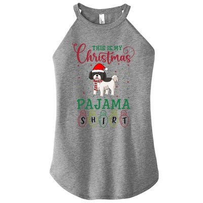 Shih Tzu Dog Xmas Light Funny This Is My Christmas Pajama Meaningful Gift Women's Perfect Tri Rocker Tank