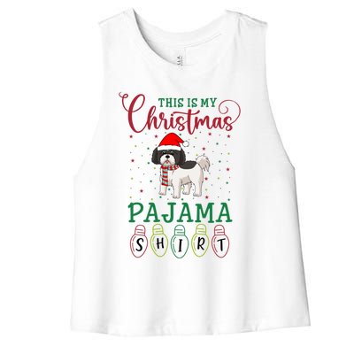 Shih Tzu Dog Xmas Light Funny This Is My Christmas Pajama Meaningful Gift Women's Racerback Cropped Tank