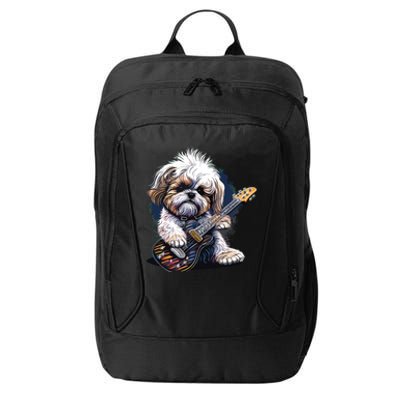 Shih Tzu Dog Playing Electric Guitar Rock City Backpack