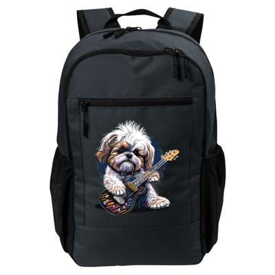 Shih Tzu Dog Playing Electric Guitar Rock Daily Commute Backpack