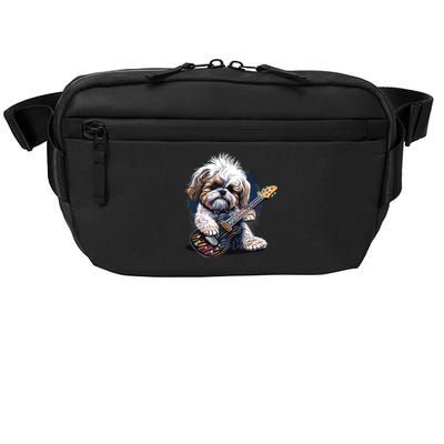 Shih Tzu Dog Playing Electric Guitar Rock Crossbody Pack