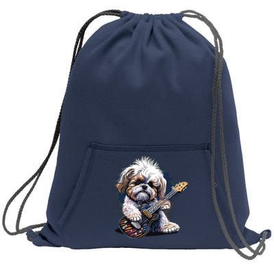 Shih Tzu Dog Playing Electric Guitar Rock Sweatshirt Cinch Pack Bag