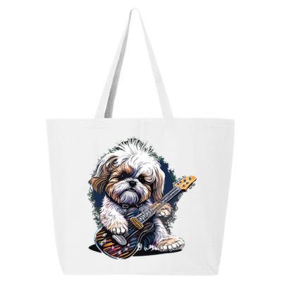 Shih Tzu Dog Playing Electric Guitar Rock 25L Jumbo Tote