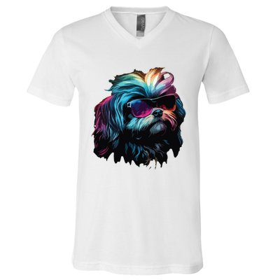 Shih Tzu Dogs Shih Tzus V-Neck T-Shirt