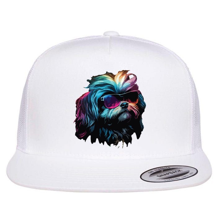 Shih Tzu Dogs Shih Tzus Flat Bill Trucker Hat