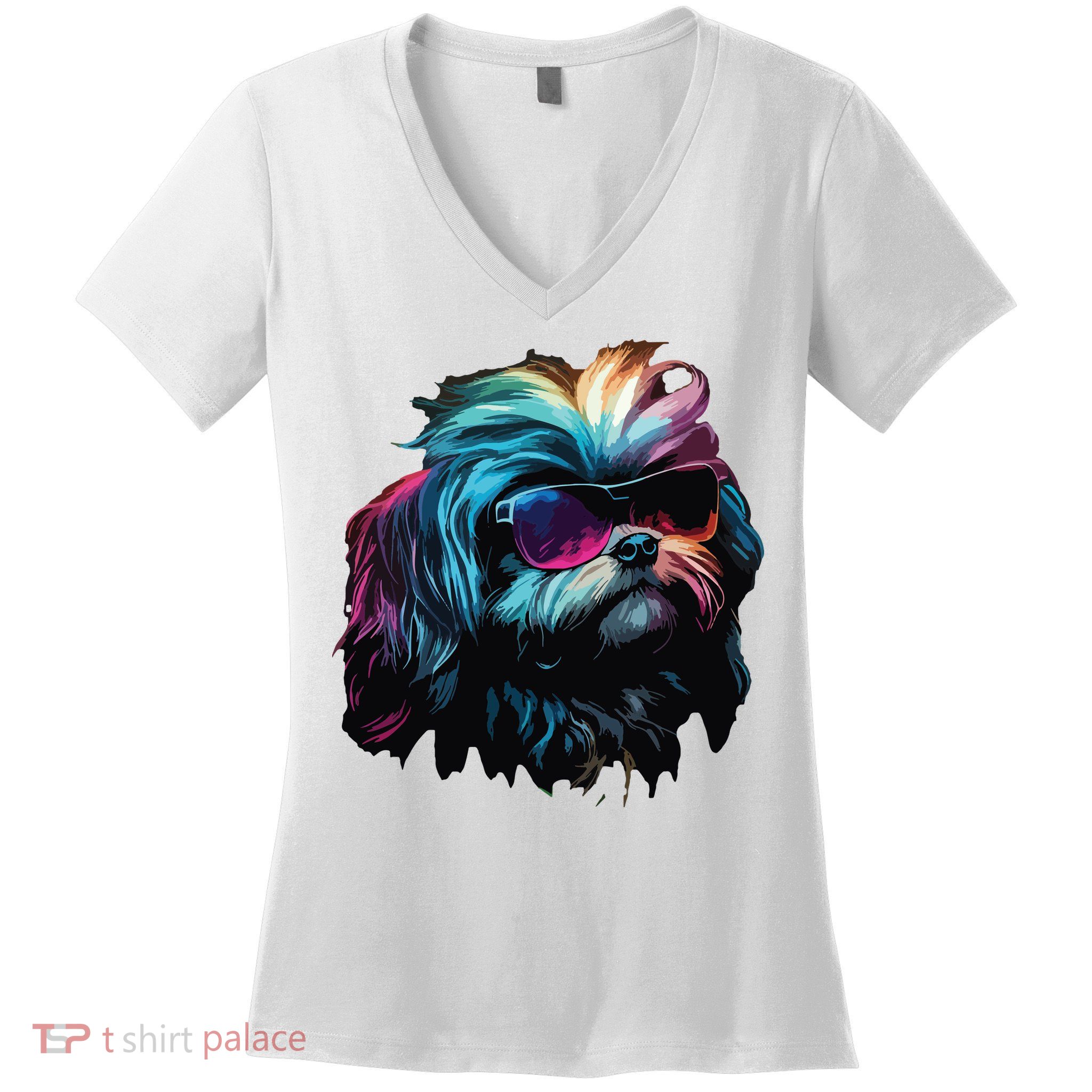 Shih Tzu Dogs Shih Tzus Women's V-Neck T-Shirt