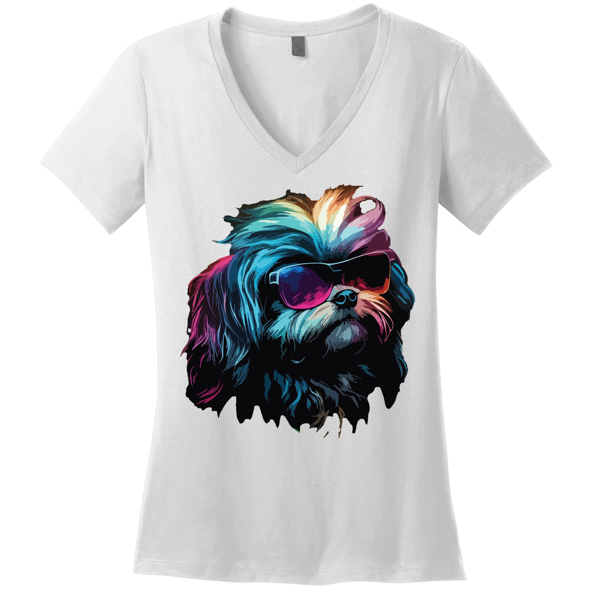 Shih Tzu Dogs Shih Tzus Women's V-Neck T-Shirt