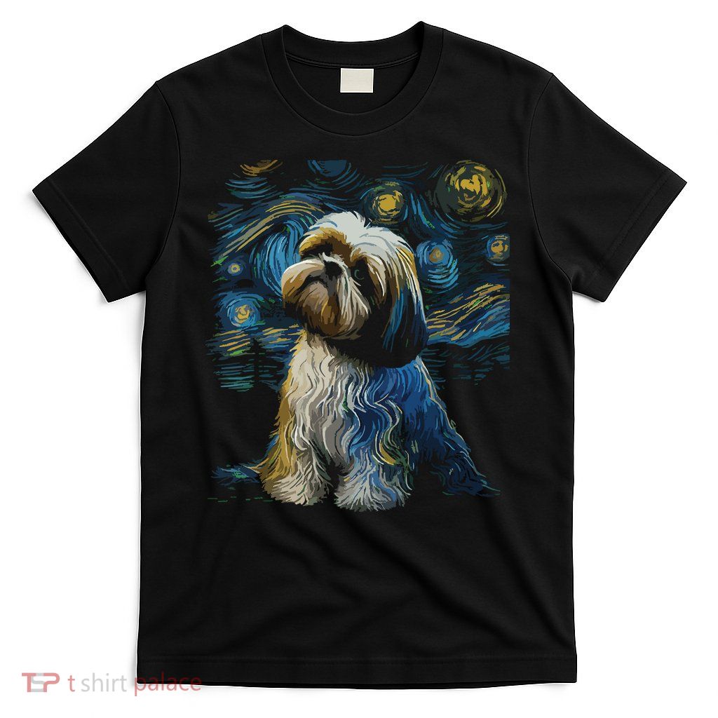 Shih Tzu Dog Starry Night Dogs Lover Gifts Graphic T-Shirt