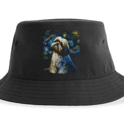 Shih Tzu Dog Starry Night Dogs Lover Gifts Graphic Sustainable Bucket Hat