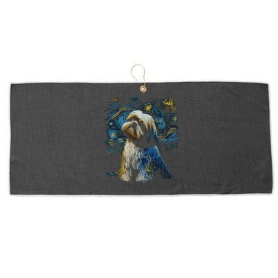 Shih Tzu Dog Starry Night Dogs Lover Gifts Graphic Large Microfiber Waffle Golf Towel