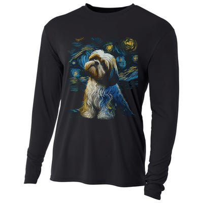 Shih Tzu Dog Starry Night Dogs Lover Gifts Graphic Cooling Performance Long Sleeve Crew
