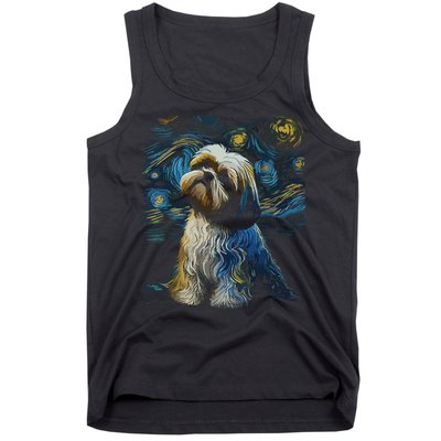 Shih Tzu Dog Starry Night Dogs Lover Gifts Graphic Tank Top