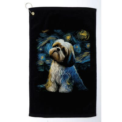 Shih Tzu Dog Starry Night Dogs Lover Gifts Graphic Platinum Collection Golf Towel