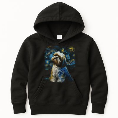 Shih Tzu Dog Starry Night Dogs Lover Gifts Graphic Kids Hoodie