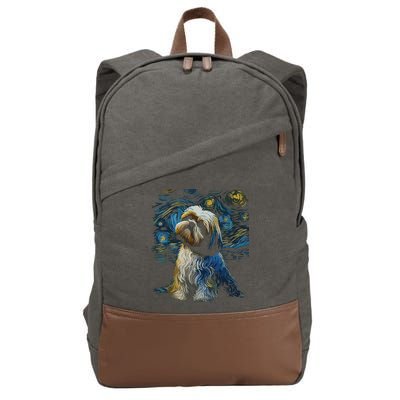 Shih Tzu Dog Starry Night Dogs Lover Gifts Graphic Cotton Canvas Backpack