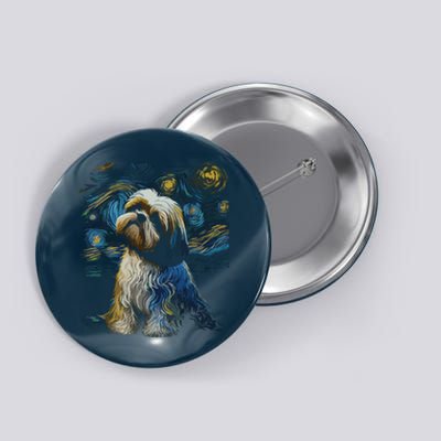 Shih Tzu Dog Starry Night Dogs Lover Gifts Graphic Button