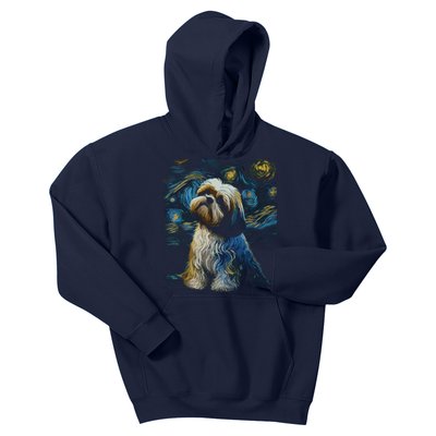 Shih Tzu Dog Starry Night Dogs Lover Gifts Graphic Kids Hoodie