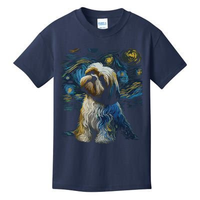 Shih Tzu Dog Starry Night Dogs Lover Gifts Graphic Kids T-Shirt