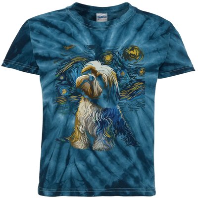 Shih Tzu Dog Starry Night Dogs Lover Gifts Graphic Kids Tie-Dye T-Shirt