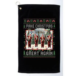 Santa Trump Dance Make Christmas Great Again Ugly Sweater Platinum Collection Golf Towel