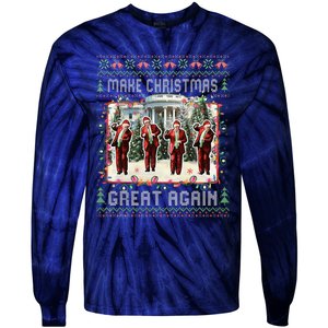 Santa Trump Dance Make Christmas Great Again Ugly Sweater Tie-Dye Long Sleeve Shirt