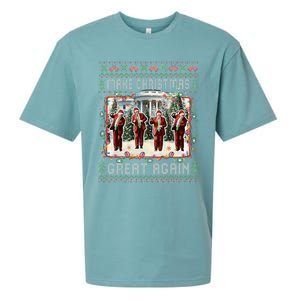 Santa Trump Dance Make Christmas Great Again Ugly Sweater Sueded Cloud Jersey T-Shirt