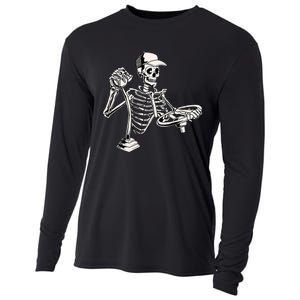 Skeleton Truck Driver Funny Big Trucking Trucker Cooling Performance Long Sleeve Crew