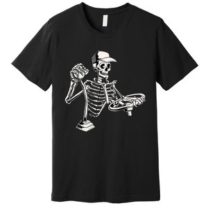 Skeleton Truck Driver Funny Big Trucking Trucker Premium T-Shirt