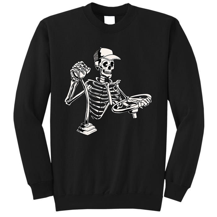 Skeleton Truck Driver Funny Big Trucking Trucker Tall Sweatshirt