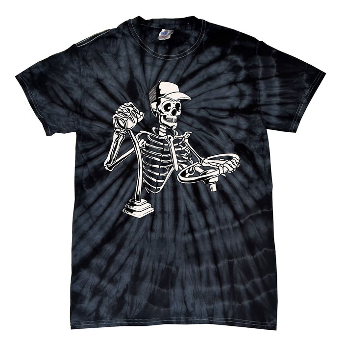 Skeleton Truck Driver Funny Big Trucking Trucker Tie-Dye T-Shirt