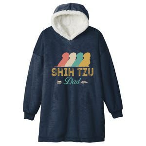 Shih Tzu Dog Retro Shih Tzu Lover Dad Grandpa Meaningful Gift Hooded Wearable Blanket