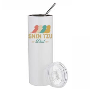 Shih Tzu Dog Retro Shih Tzu Lover Dad Grandpa Meaningful Gift Stainless Steel Tumbler