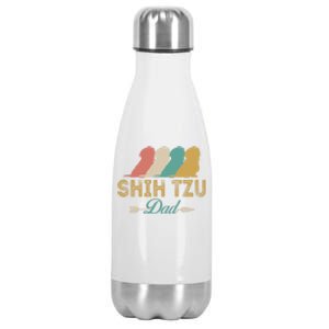 Shih Tzu Dog Retro Shih Tzu Lover Dad Grandpa Meaningful Gift Stainless Steel Insulated Water Bottle