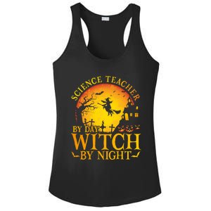 Science Teacherby Day Witch By Night Halloween Teachers Gift Ladies PosiCharge Competitor Racerback Tank