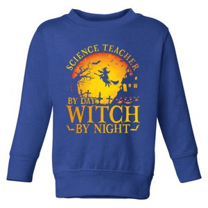 Science Teacherby Day Witch By Night Halloween Teachers Gift Toddler Sweatshirt