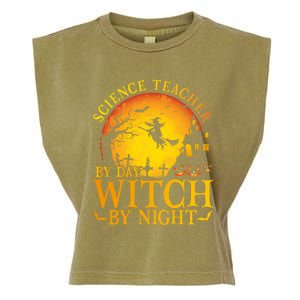 Science Teacherby Day Witch By Night Halloween Teachers Gift Garment-Dyed Women's Muscle Tee