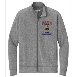 Save Turkeys Drink Champagne Funny Thanksgiving Stretch Full-Zip Cadet Jacket