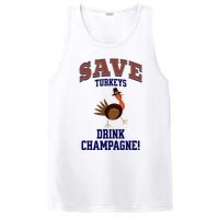 Save Turkeys Drink Champagne Funny Thanksgiving PosiCharge Competitor Tank