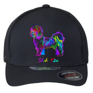 Shih Tzu Dog Lover Colorfull Pop Art Shih Tzu Christmas Fun Great Gift Flexfit Unipanel Trucker Cap