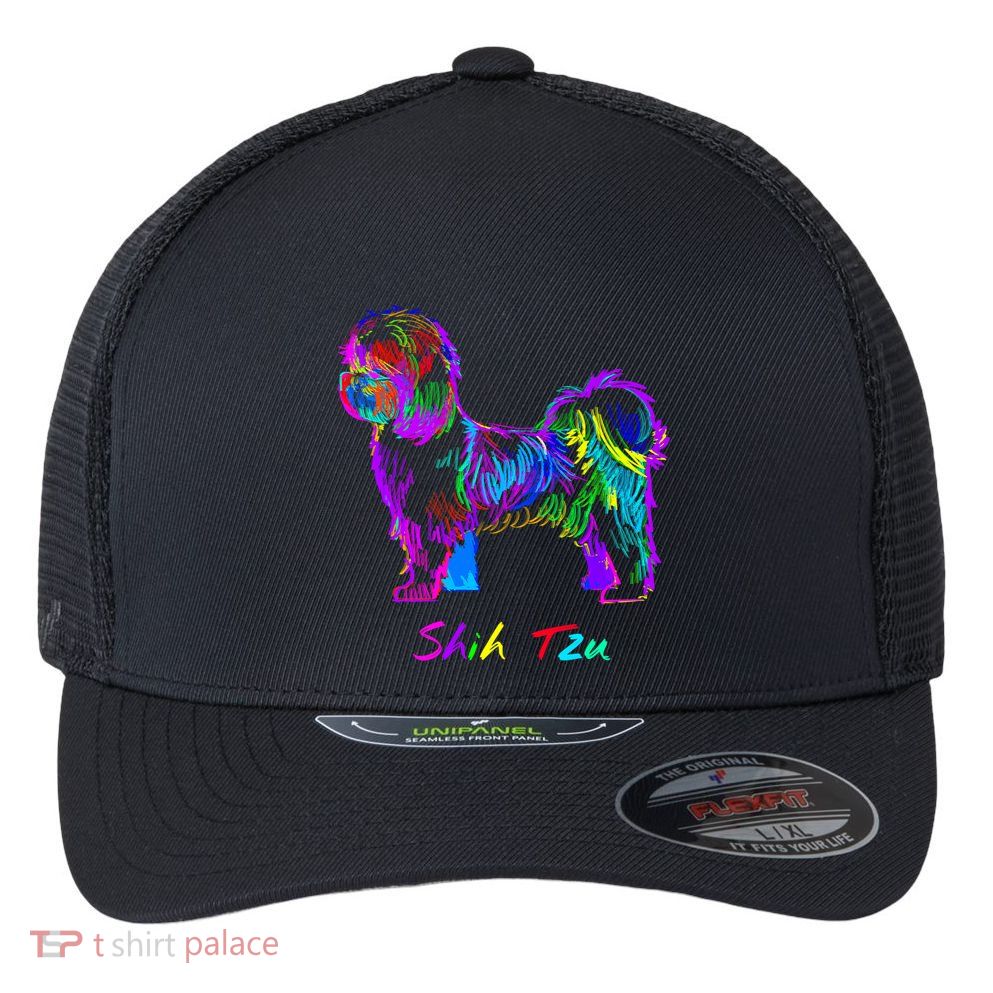 Shih Tzu Dog Lover Colorfull Pop Art Shih Tzu Christmas Fun Great Gift Flexfit Unipanel Trucker Cap