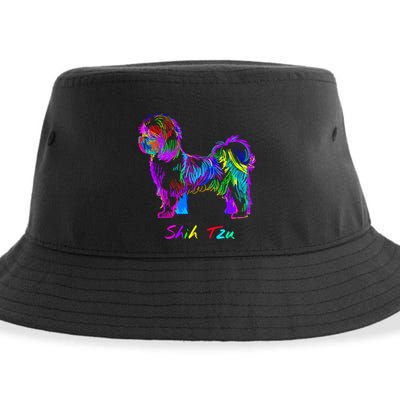Shih Tzu Dog Lover Colorfull Pop Art Shih Tzu Christmas Fun Great Gift Sustainable Bucket Hat