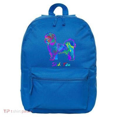 Shih Tzu Dog Lover Colorfull Pop Art Shih Tzu Christmas Fun Great Gift 16 in Basic Backpack