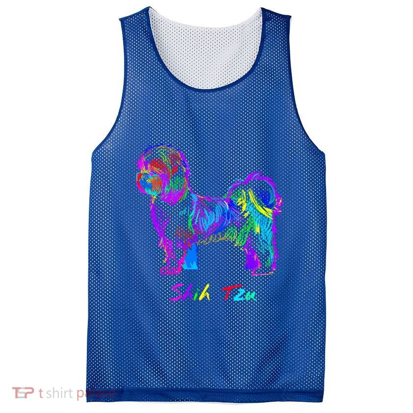 Shih Tzu Dog Lover Colorfull Pop Art Shih Tzu Christmas Fun Great Gift Mesh Reversible Basketball Jersey Tank