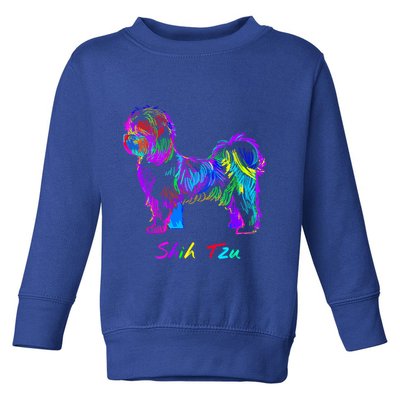 Shih Tzu Dog Lover Colorfull Pop Art Shih Tzu Christmas Fun Great Gift Toddler Sweatshirt
