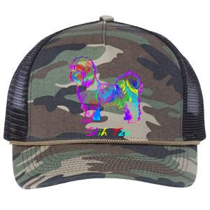 Shih Tzu Dog Lover Colorfull Pop Art Shih Tzu Christmas Fun Great Gift Retro Rope Trucker Hat Cap