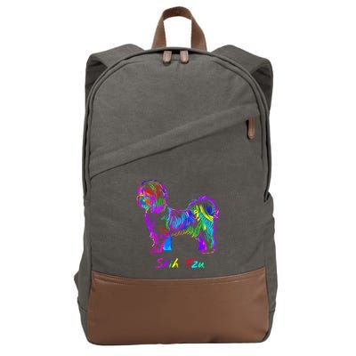 Shih Tzu Dog Lover Colorfull Pop Art Shih Tzu Christmas Fun Great Gift Cotton Canvas Backpack