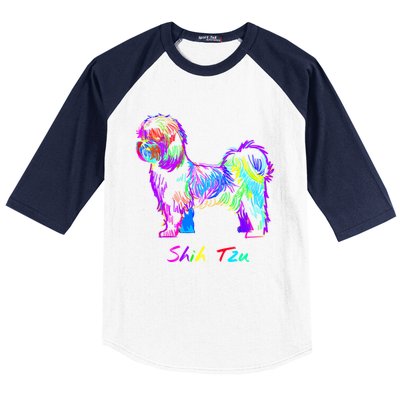 Shih Tzu Dog Lover Colorfull Pop Art Shih Tzu Christmas Fun Great Gift Baseball Sleeve Shirt