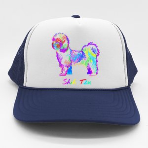 Shih Tzu Dog Lover Colorfull Pop Art Shih Tzu Christmas Fun Great Gift Trucker Hat